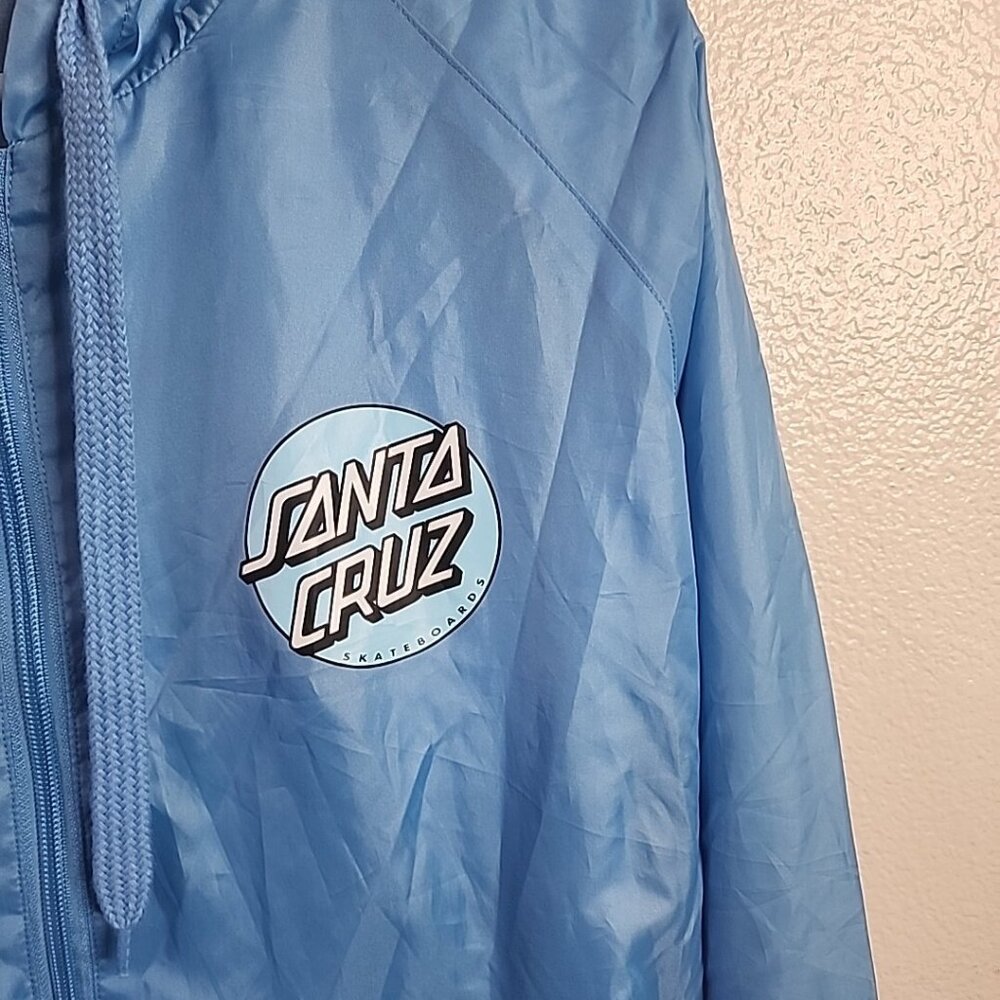 Santa Cruz light blue Jacket size Large windbreaker hooded - Picture 5 of 10